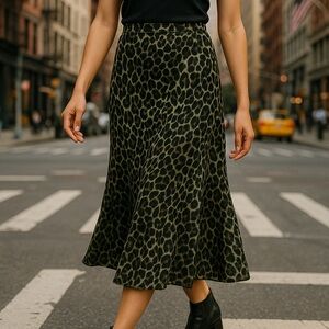 Vintage Jones New York Boho Animal Print A-Line Full Skirt Y2K: Sz:M